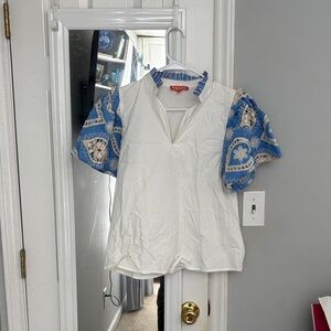 THML White and Blue Women's Top